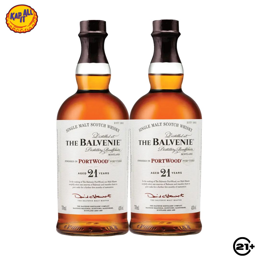 Twin The Balvenie 21 YO Portwood Whisky 700ml - 2 Bottles