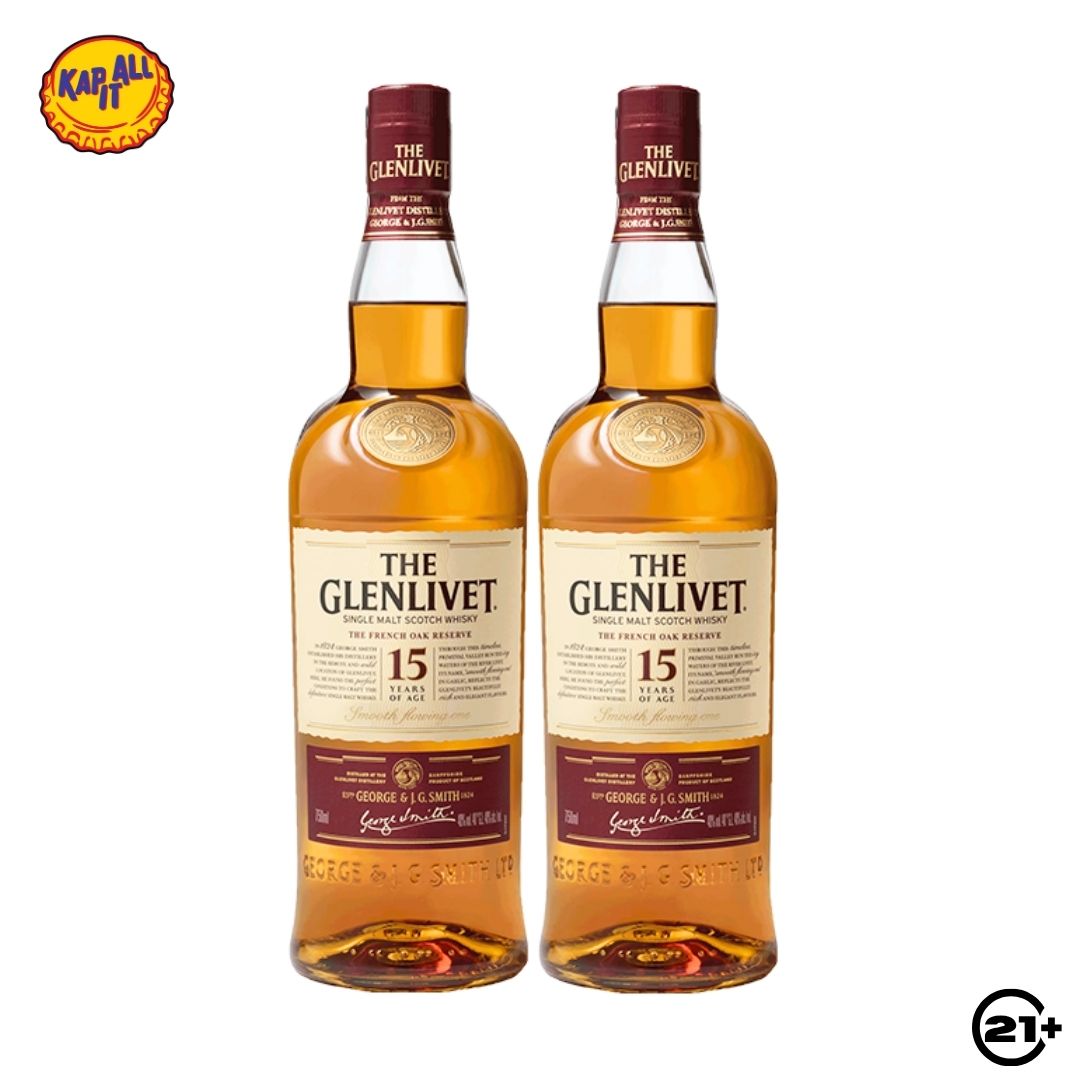 Twin Glenlivet 15 YO Single Malt Scotch Whisky 700ml - 2 Bottles