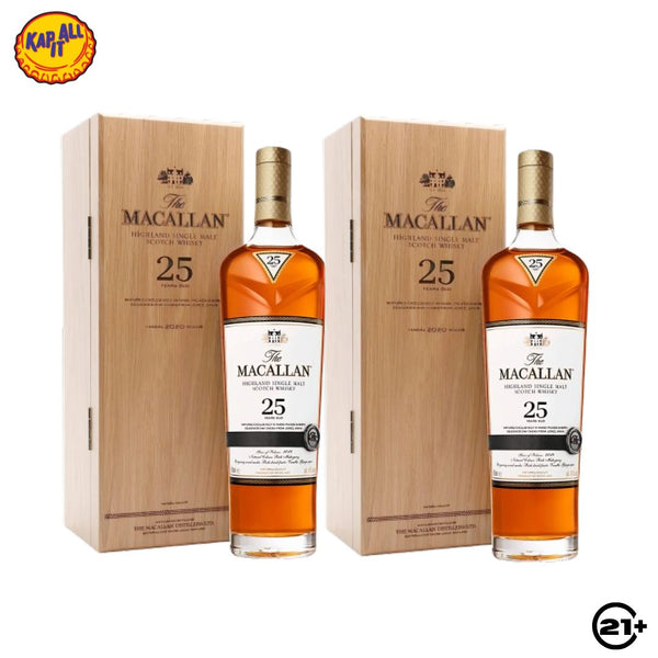 Twin The Macallan 25 YO Sherry Oak Single Malt Scotch Whisky 700ml - 2 Bottles