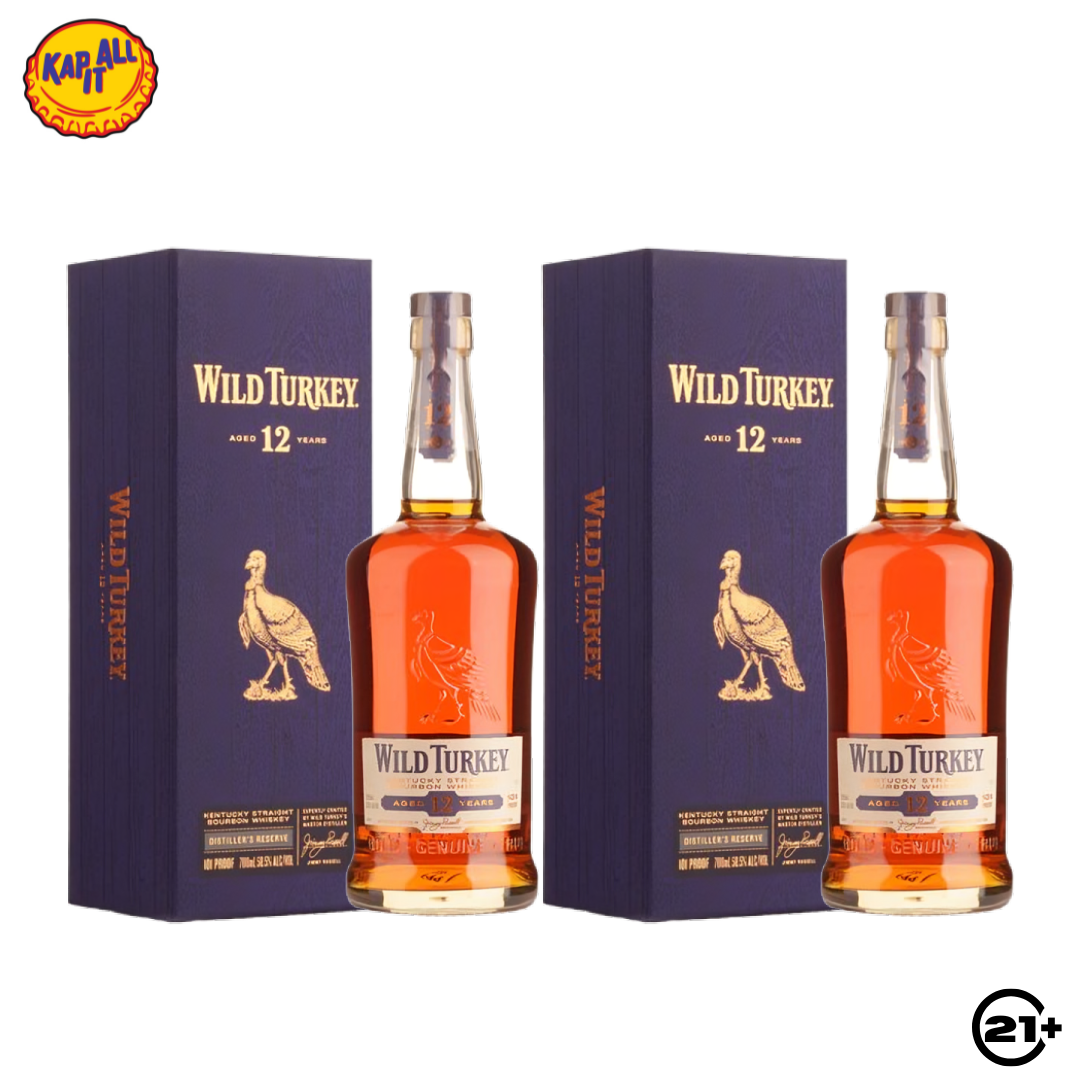 Twin Wild Turkey 12 YO Bourbon Whiskey Gift Box 700ml - 2 Bottles